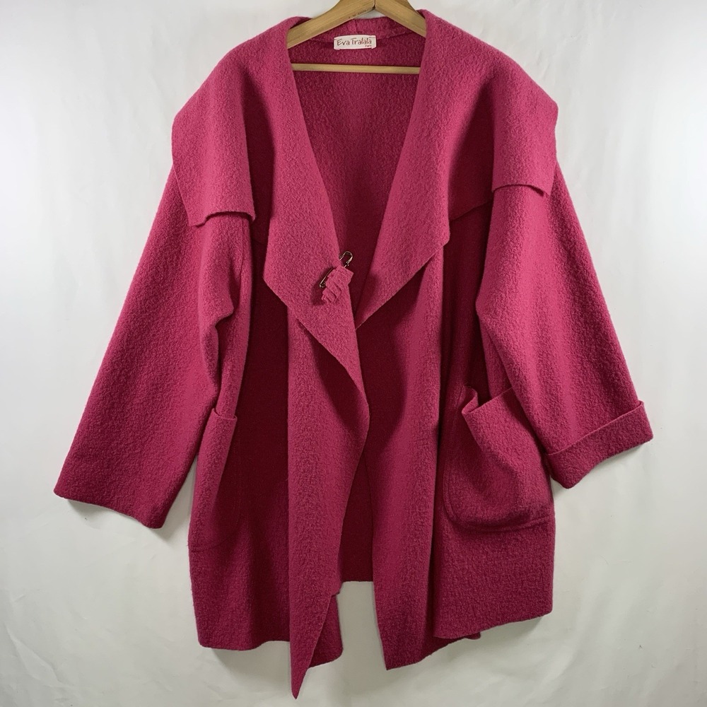 Womens Boiled Wool Oversized Jacket Size XL Statement Artsy Lagenlook Pockets